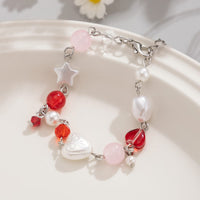Thumbnail for Chic Star Heart Pearl Crystal Chain Bracelet - ArtGalleryZen