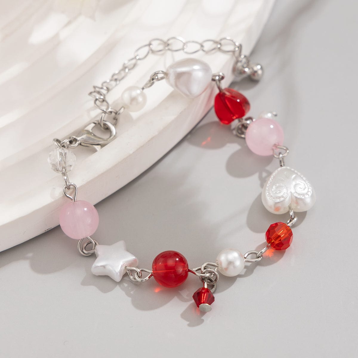 Chic Star Heart Pearl Crystal Chain Bracelet - ArtGalleryZen