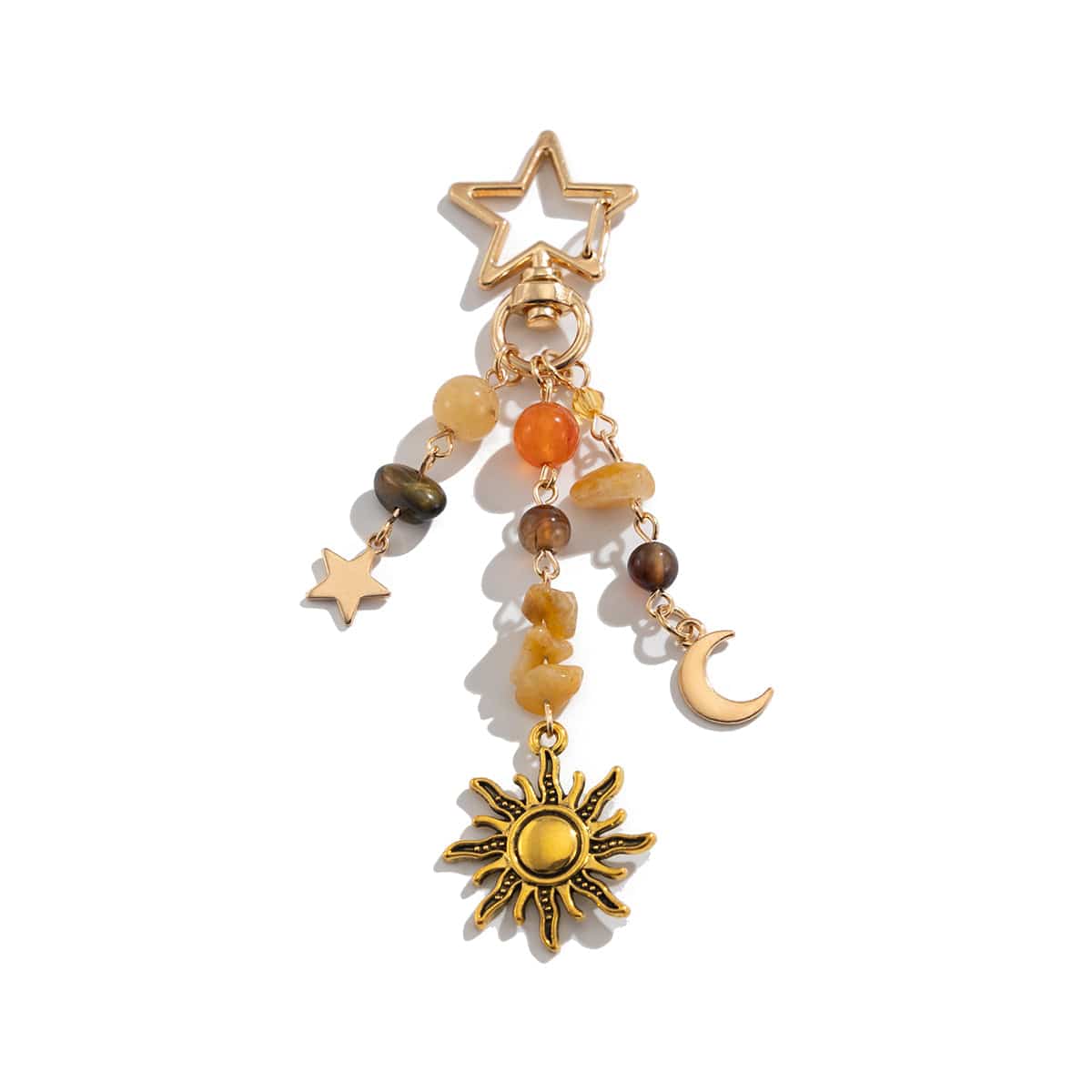 Chic Star Sun Moon Pendant Turquoise Stone Chain Keychain - ArtGalleryZen