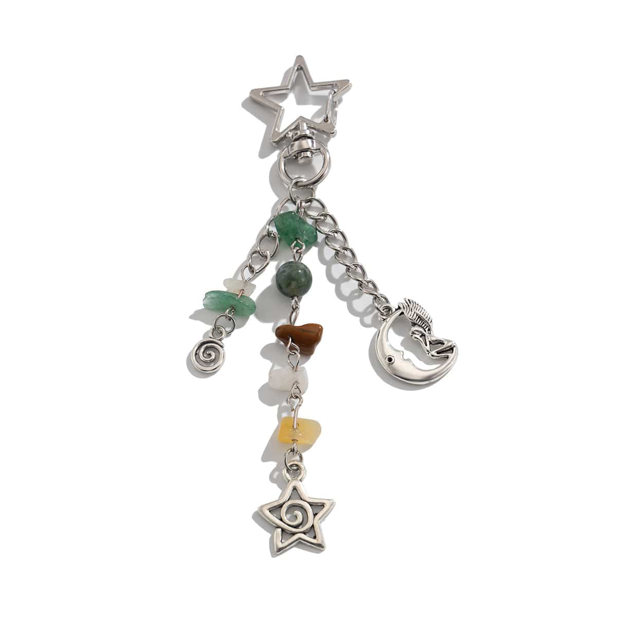 Chic Star Sun Moon Pendant Turquoise Stone Chain Keychain - ArtGalleryZen