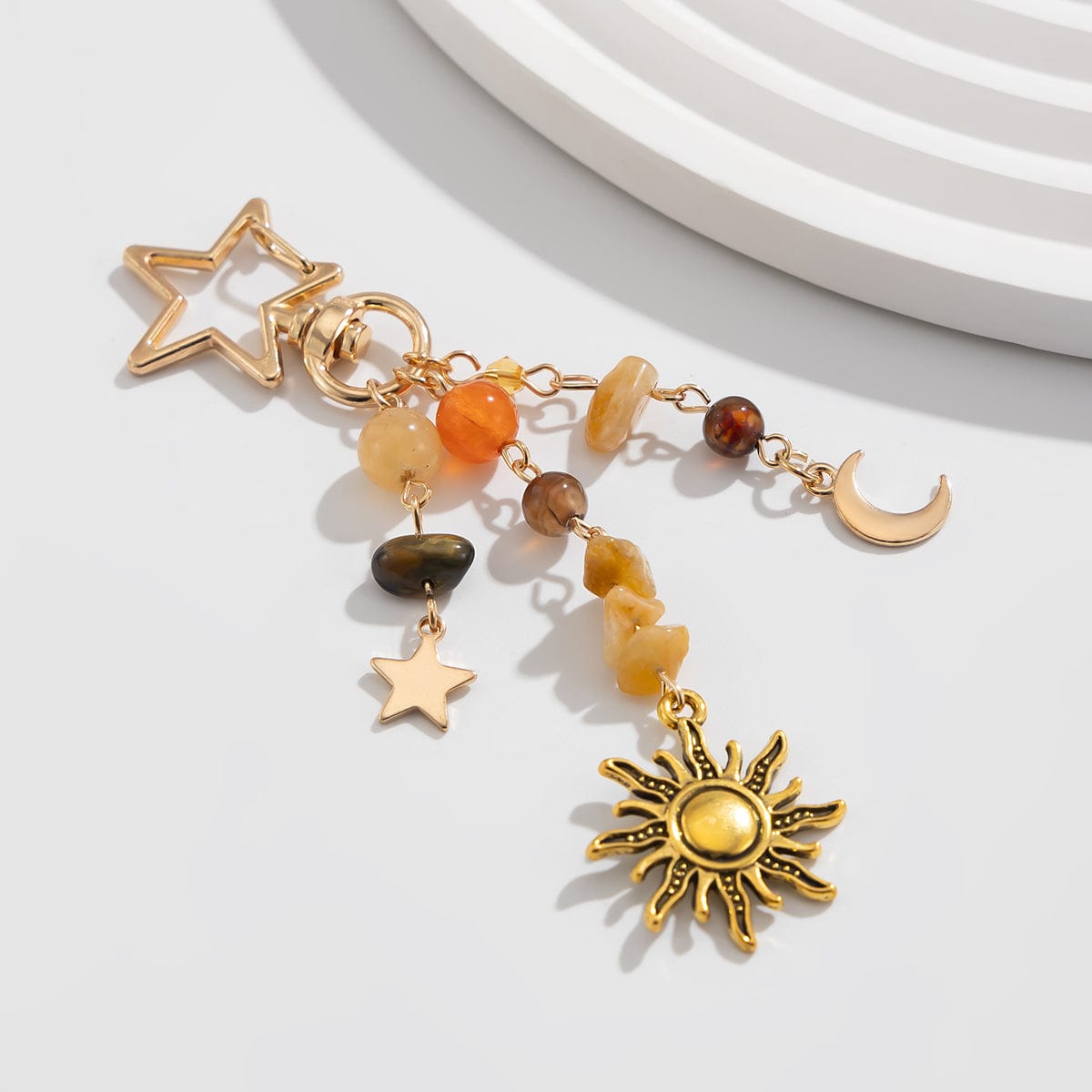 Chic Star Sun Moon Pendant Turquoise Stone Chain Keychain - ArtGalleryZen