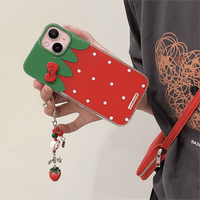Thumbnail for Chic Strawberry Crystal Inlaid Bowknot iPhone Case With Accessories - ArtGalleryZen