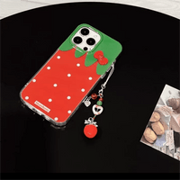 Thumbnail for Chic Strawberry Crystal Inlaid Bowknot iPhone Case With Accessories - ArtGalleryZen