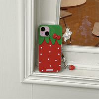 Thumbnail for Chic Strawberry Crystal Inlaid Bowknot iPhone Case With Accessories - ArtGalleryZen