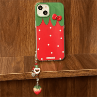 Thumbnail for Chic Strawberry Crystal Inlaid Bowknot iPhone Case With Accessories