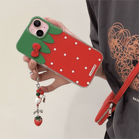 Thumbnail for Chic Strawberry Crystal Inlaid Bowknot iPhone Case With Accessories