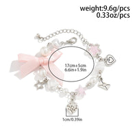 Thumbnail for Chic Strawberry Heart Charm Bowknot Pearl Chain Bracelet