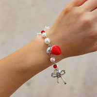 Thumbnail for Chic Strawberry Star Charm Bowknot Pearl Chain Bracelet