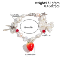 Thumbnail for Chic Strawberry Star Charm Bowknot Pearl Chain Bracelet