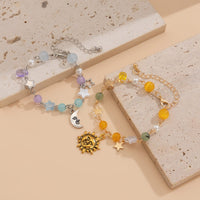 Thumbnail for Chic Sun Moon Charm Pearl Crystal Chain Matching Bracelet Set - ArtGalleryZen