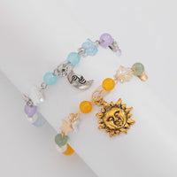 Thumbnail for Chic Sun Moon Charm Pearl Crystal Chain Matching Bracelet Set - ArtGalleryZen