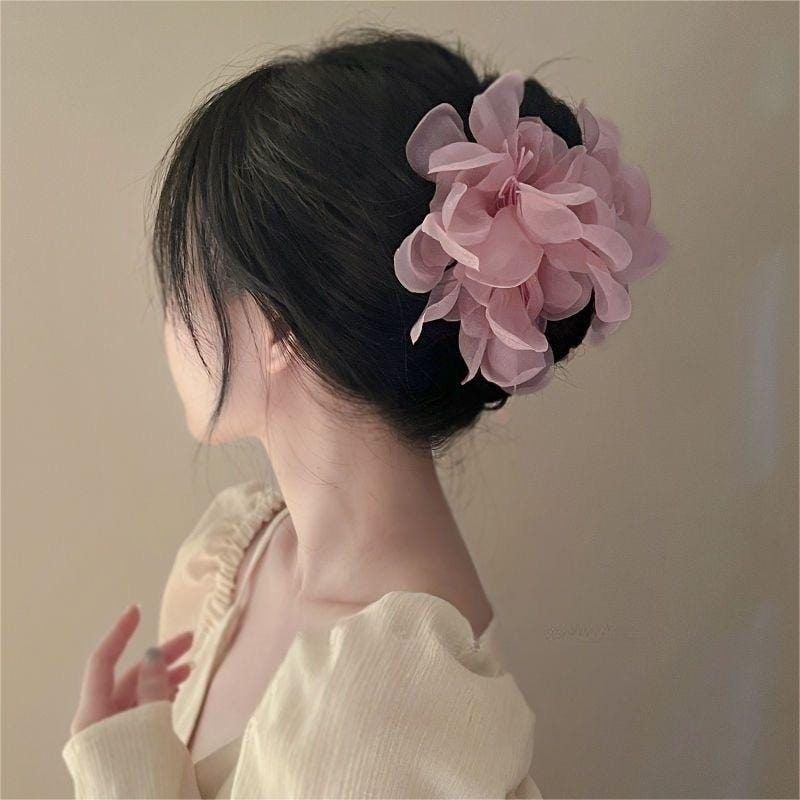 Chic Sweet Floral Lace Pearl Hair Clip Claw - ArtGalleryZen
