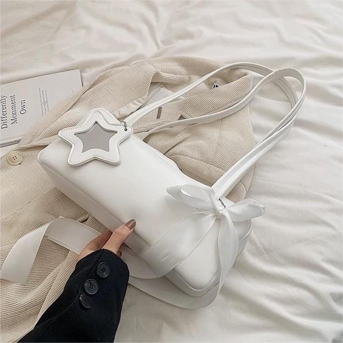 Chic Sweet Star Ribbon Bowknot Leather Shoulder Bag - ArtGalleryZen