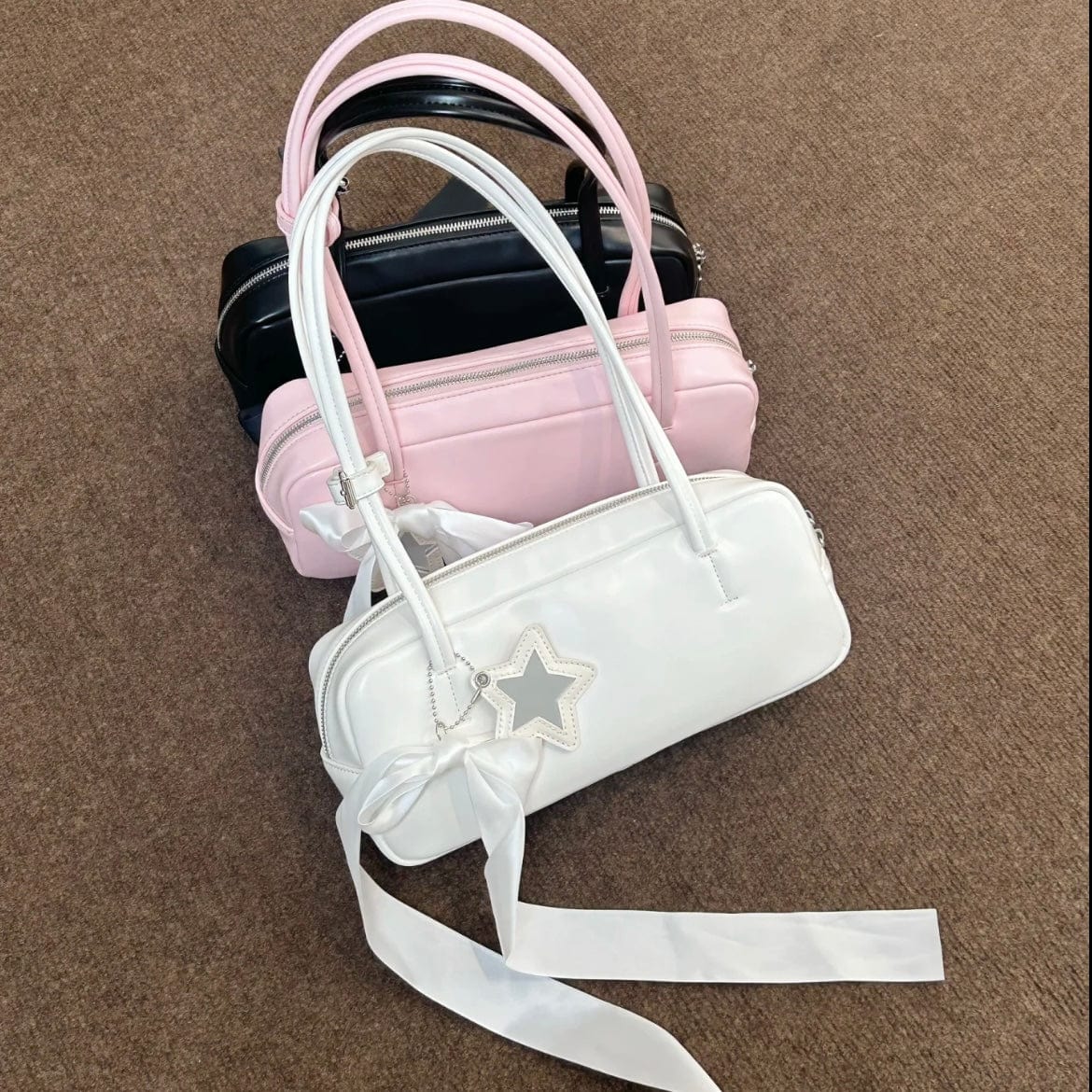 Chic Sweet Star Ribbon Bowknot Leather Shoulder Bag - ArtGalleryZen