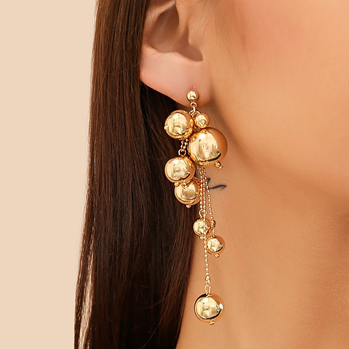 Chic Gold Silver Plated Dangling Ball Tassel Earrings - ArtGalleryZen