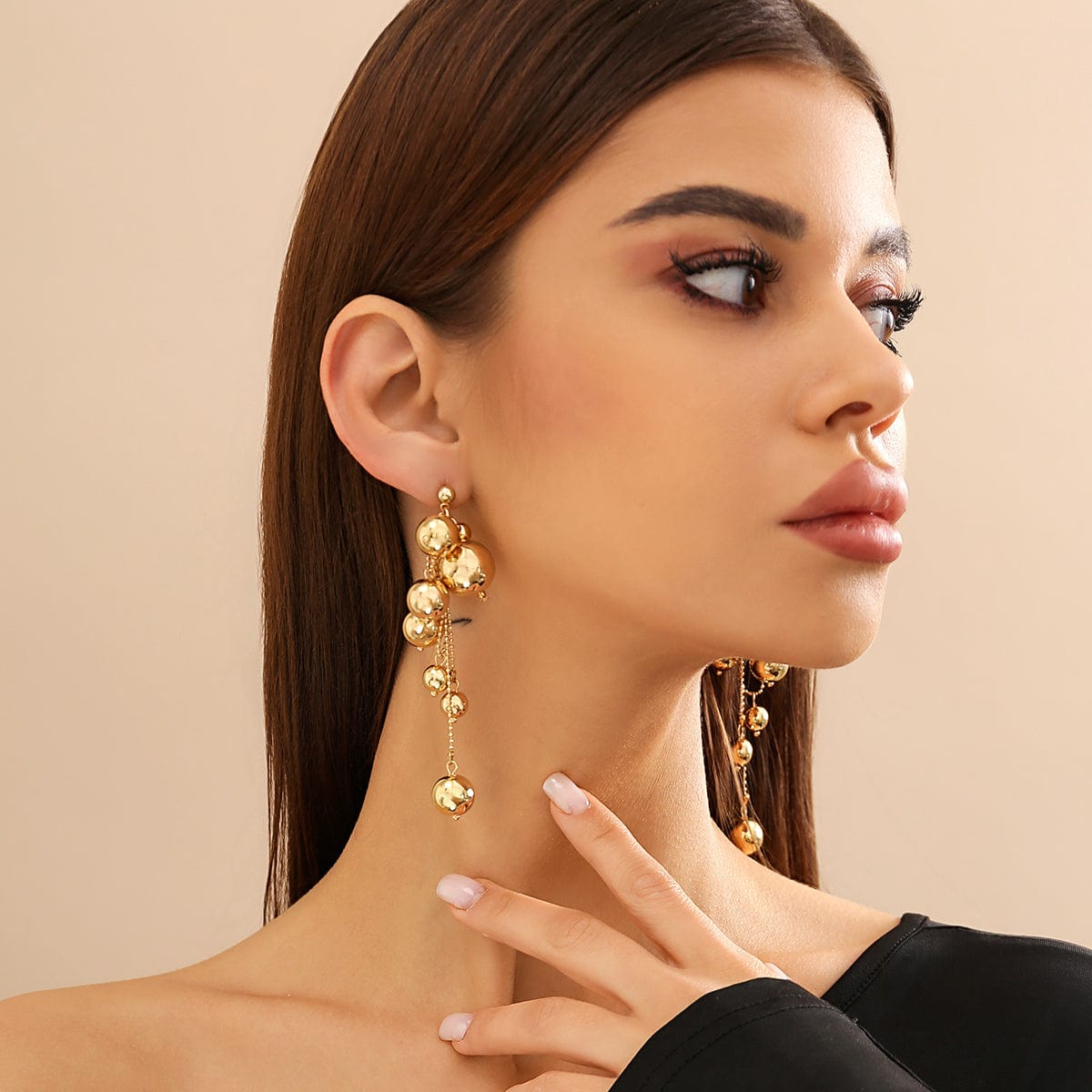 Chic Gold Silver Plated Dangling Ball Tassel Earrings - ArtGalleryZen