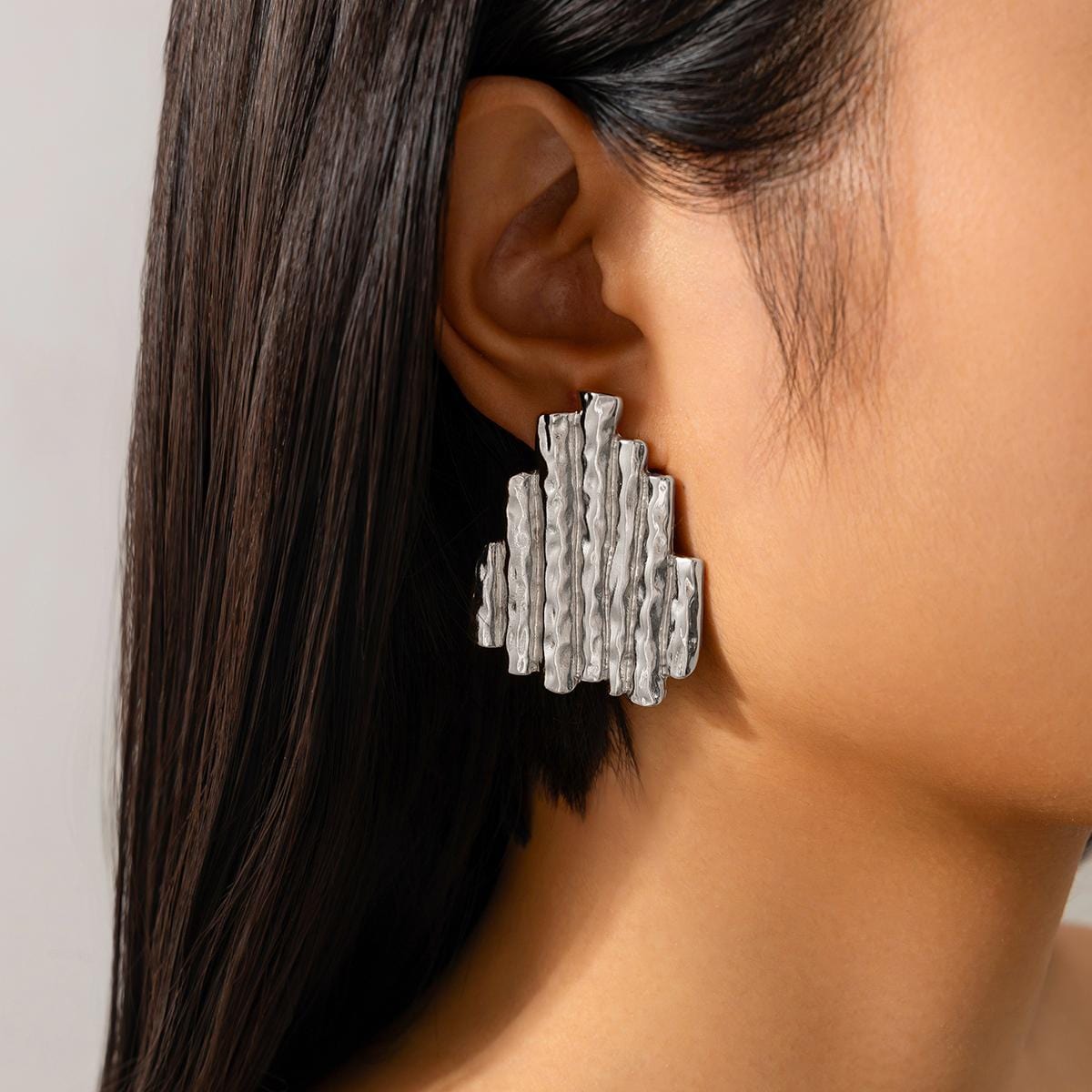 Chic Textured Geometric Pattern Stud Earrings