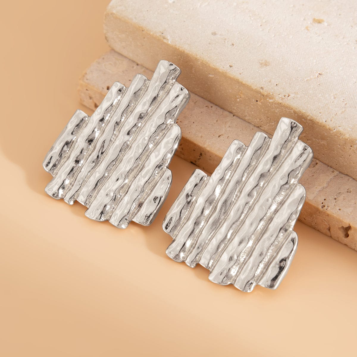 Chic Textured Geometric Pattern Stud Earrings