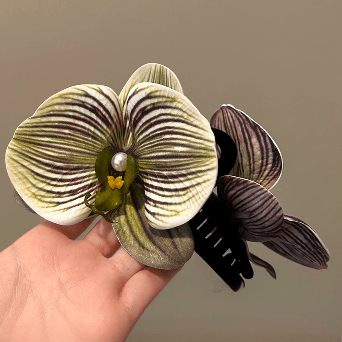 Chic Textured Orchid Flower Hair Clip Hair Claw - ArtGalleryZen