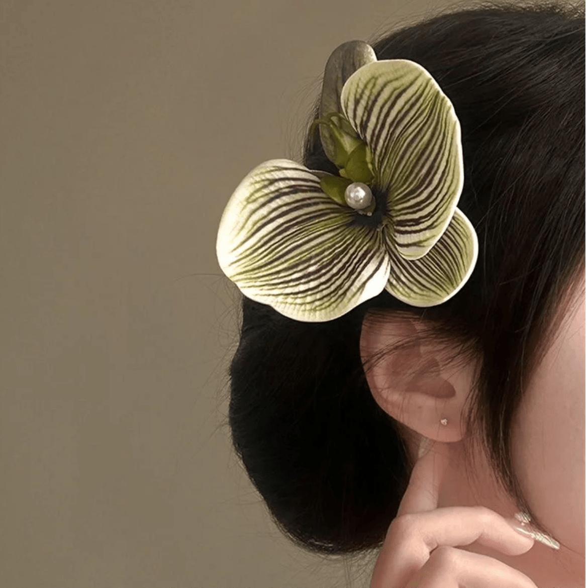 Chic Textured Orchid Flower Hair Clip Hair Claw - ArtGalleryZen