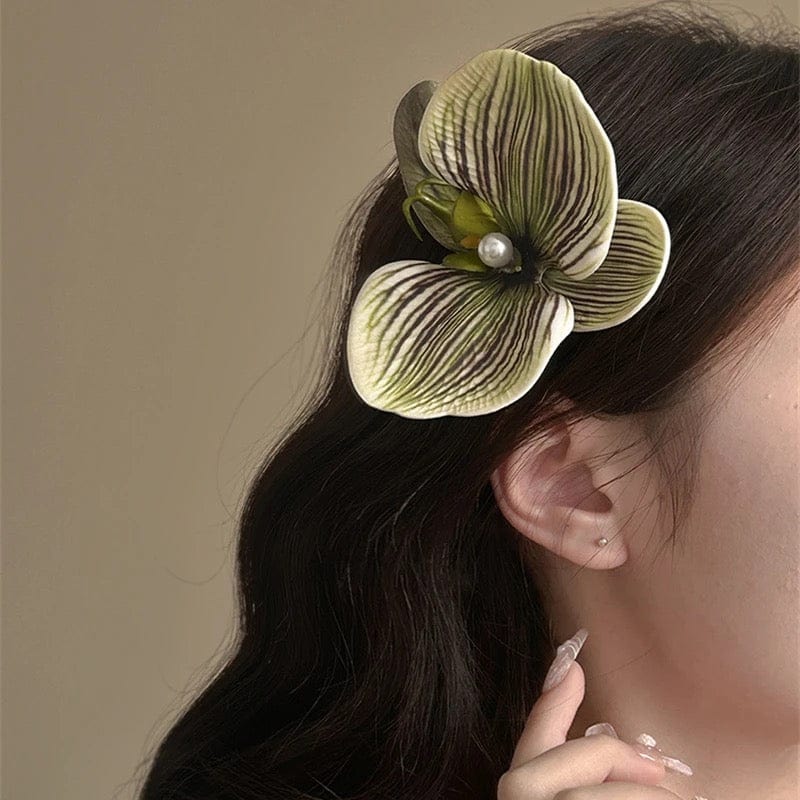 Chic Textured Orchid Flower Hair Clip Hair Claw - ArtGalleryZen