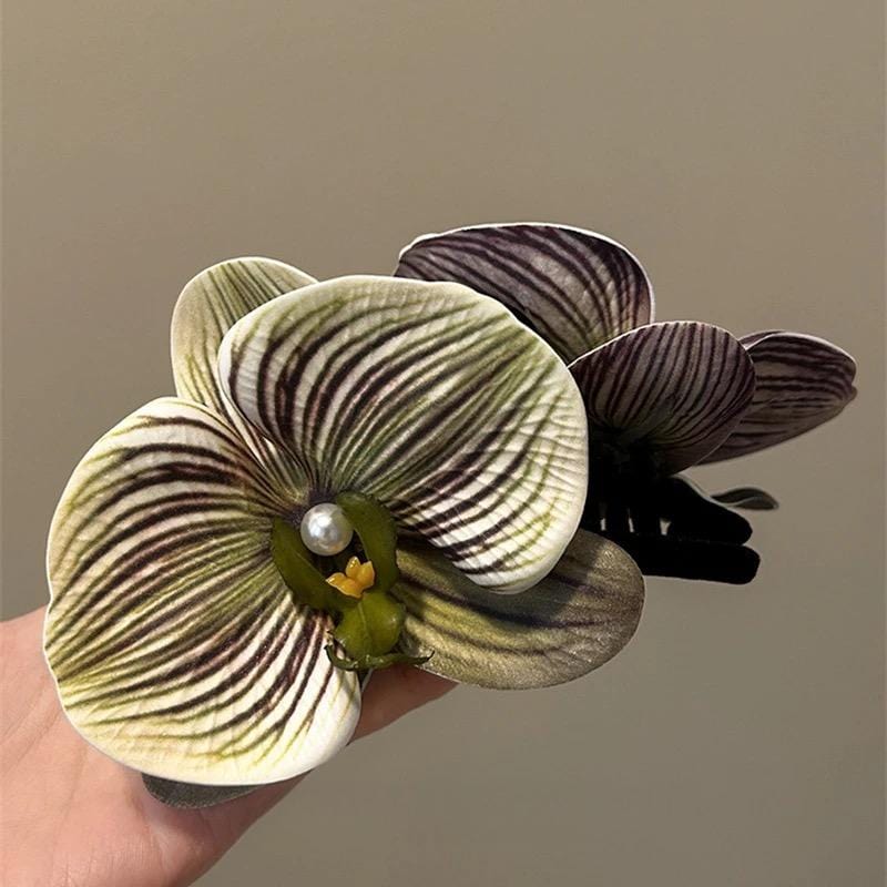 Chic Textured Orchid Flower Hair Clip Hair Claw - ArtGalleryZen