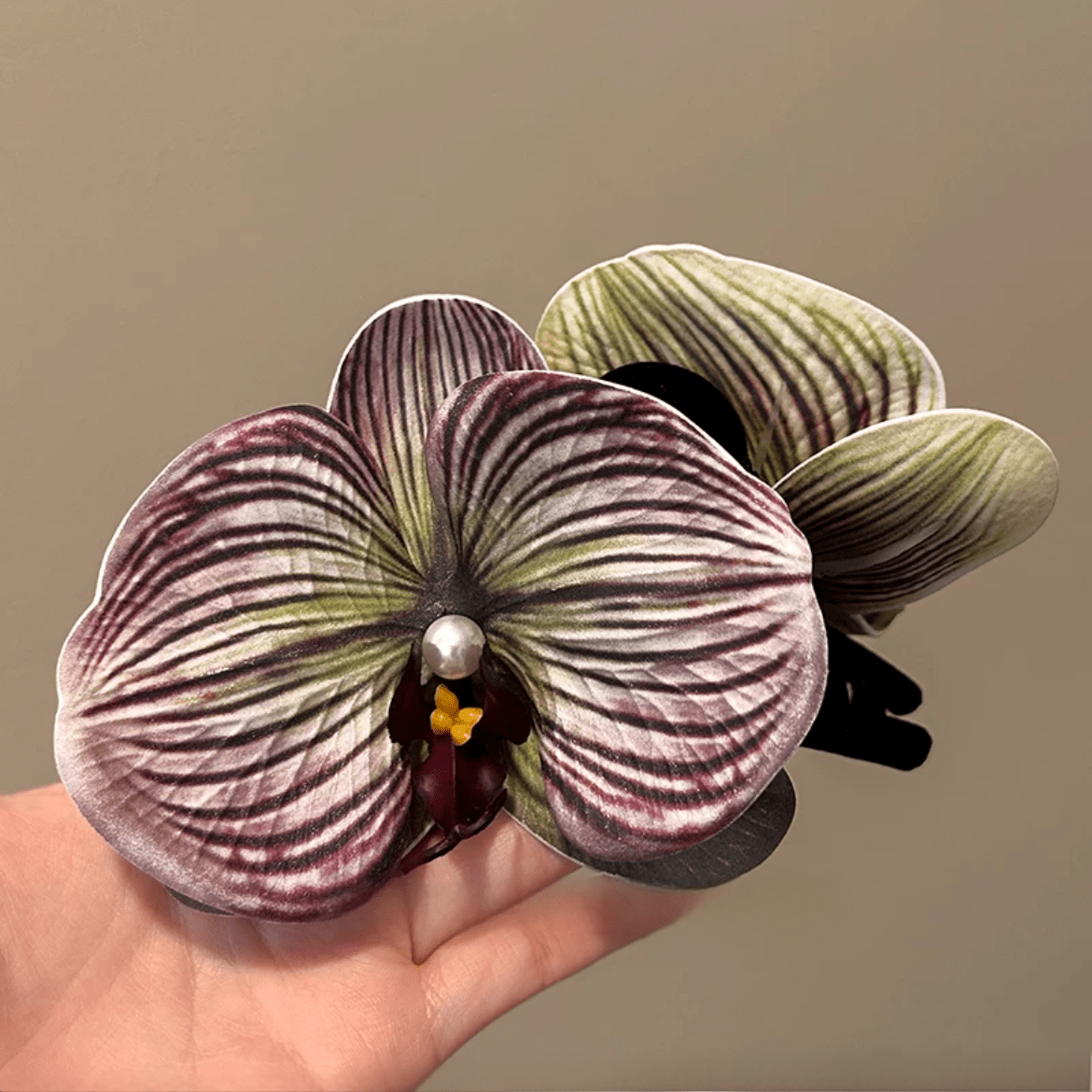 Chic Textured Orchid Flower Hair Clip Hair Claw - ArtGalleryZen