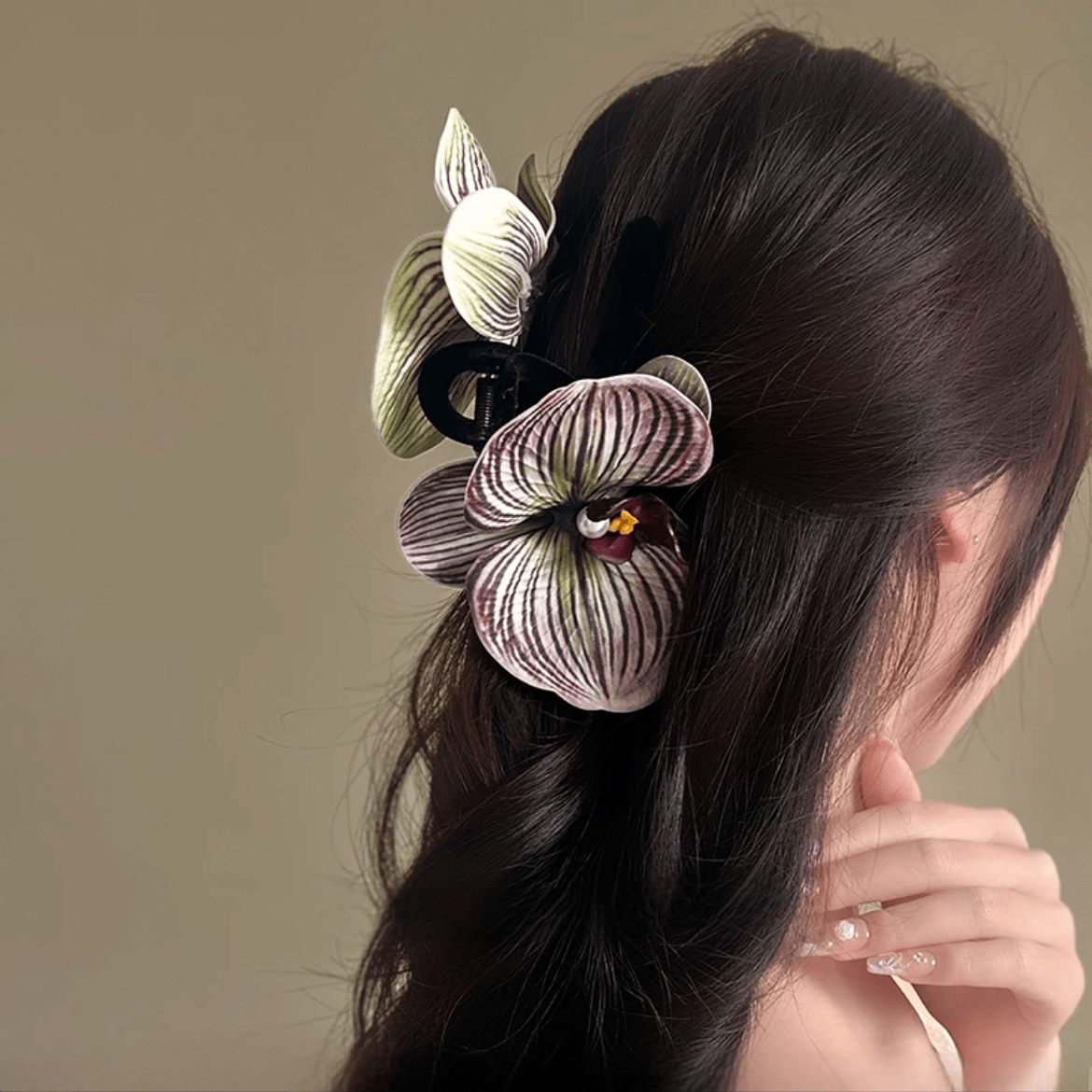 Chic Textured Orchid Flower Hair Clip Hair Claw - ArtGalleryZen