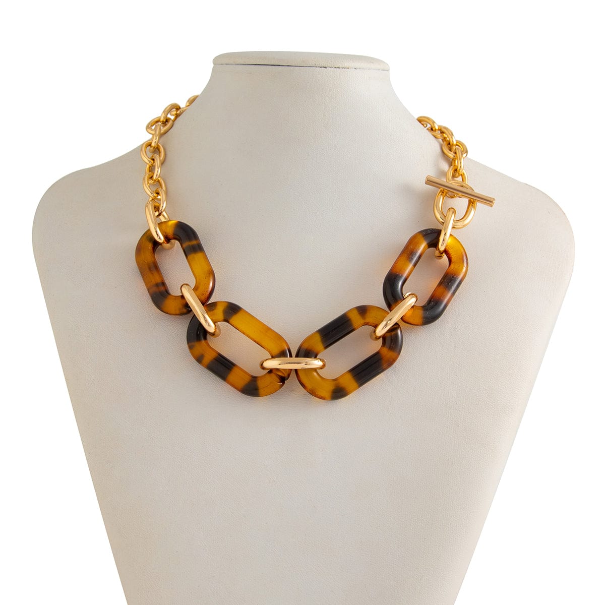 Chic Toggle Clasp Chunky Leopard Acrylic Necklace