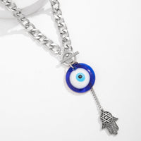 Thumbnail for Chic Toggle Clasp Evil Eye Hamsa Curb Chain Necklace - ArtGalleryZen