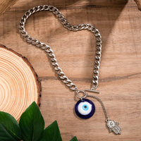 Thumbnail for Chic Toggle Clasp Evil Eye Hamsa Curb Chain Necklace - ArtGalleryZen