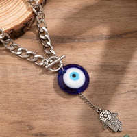 Thumbnail for Chic Toggle Clasp Evil Eye Hamsa Curb Chain Necklace - ArtGalleryZen