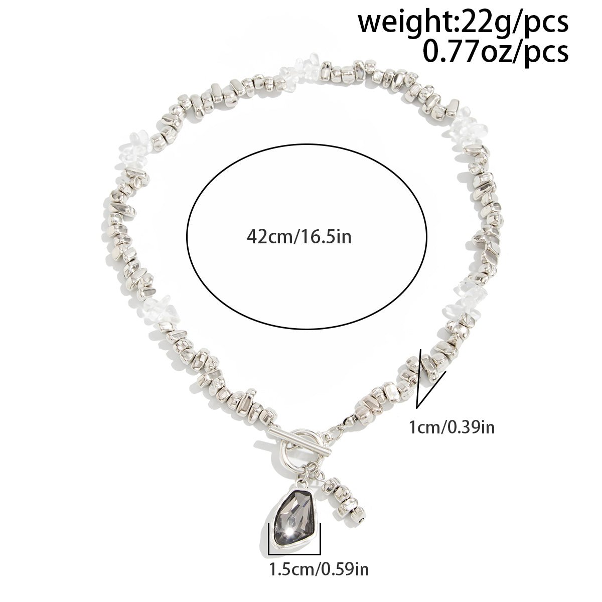 Chic Toggle Clasp Rhinestone Pendant Pearl Irregular Beaded Necklace - ArtGalleryZen