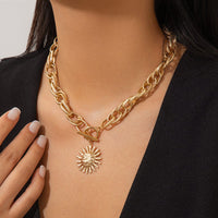 Thumbnail for Chic Toggle Clasp Sun Pendant Rope Chain Choker Necklace