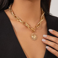 Thumbnail for Chic Toggle Clasp Sun Pendant Rope Chain Choker Necklace