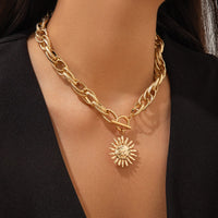 Thumbnail for Chic Toggle Clasp Sun Pendant Rope Chain Choker Necklace