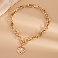 Thumbnail for Chic Toggle Clasp Sun Pendant Rope Chain Choker Necklace