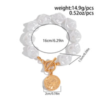 Thumbnail for Chic Toggle Clasp Textured Round Disk Pendant Irregular Pearl Chain Necklace Bracelet - ArtGalleryZen