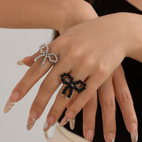 Thumbnail for Chic Tow Tone Beaded Bowknot Ring Set