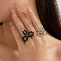 Thumbnail for Chic Tow Tone Beaded Bowknot Ring Set