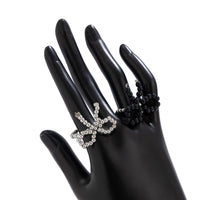 Thumbnail for Chic Tow Tone Beaded Bowknot Ring Set