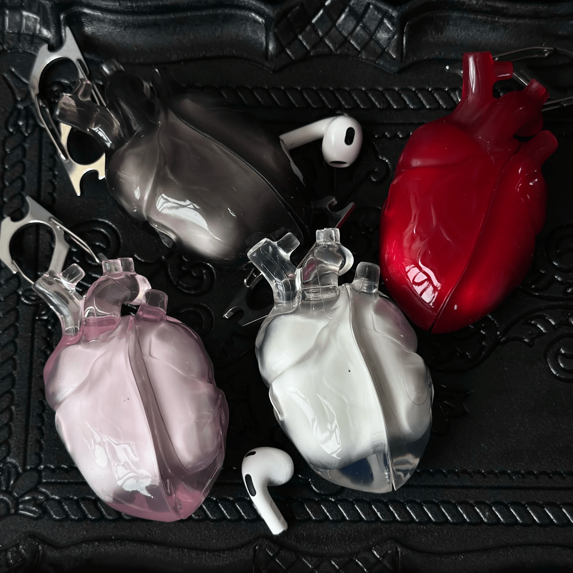 Chic Transparent Heart Liquid Silicone AirPods Earphone Case