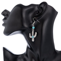 Thumbnail for Chic Turquoise Inlaid Cactus Pendant Necklace Earrings Set - ArtGalleryZen
