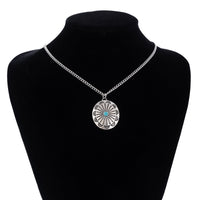 Thumbnail for Chic Turquoise Inlaid Carved Sunflower Pendant Necklace Earrings Set - ArtGalleryZen