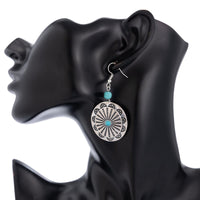 Thumbnail for Chic Turquoise Inlaid Carved Sunflower Pendant Necklace Earrings Set