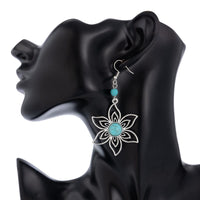 Thumbnail for Chic Turquoise Inlaid Hollow Cherry Blossom Necklace Earrings Set - ArtGalleryZen