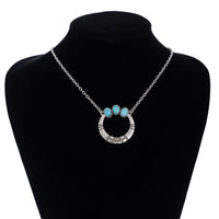 Thumbnail for Chic Turquoise Inlaid Hoop Charm Necklace Earrings Set - ArtGalleryZen