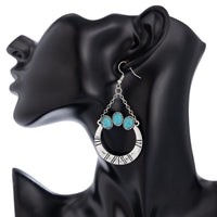 Thumbnail for Chic Turquoise Inlaid Hoop Charm Necklace Earrings Set - ArtGalleryZen