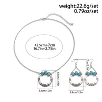 Thumbnail for Chic Turquoise Inlaid Hoop Charm Necklace Earrings Set - ArtGalleryZen