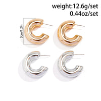 Thumbnail for Chic Gold Silver Plated C Shaped Stud Earrings Set - ArtGalleryZen